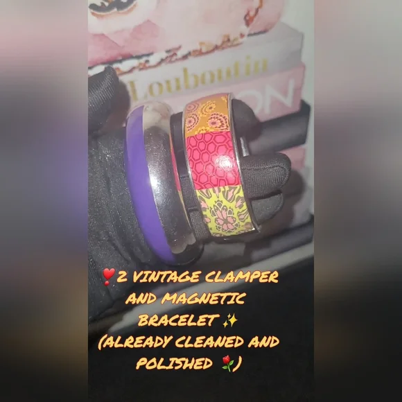 2 VINTAGE CLAMPER AND MAGNETIC BRACELET ✨️(ALREADY CLEANED AND POLISHED ⚘️) - Picture 5 of 8
